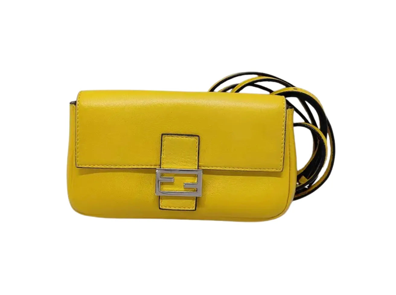 Fendi Baguette Leather, Yellow, Leather, Shoulder Bag