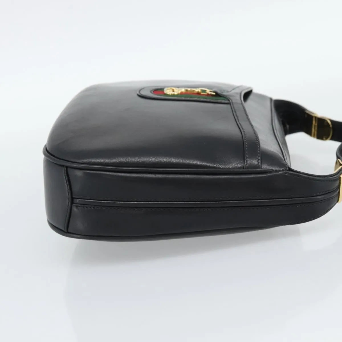 Gucci Vintage Horsebit Leather, Black, Leather, Shoulder Bag