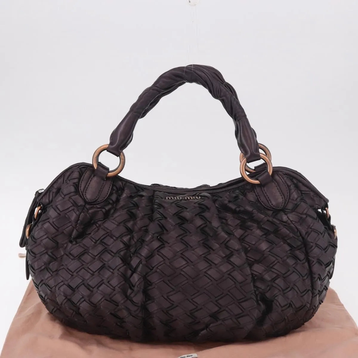 Miu Miu Hobo Woven Leather, Purple, Leather, Handbag