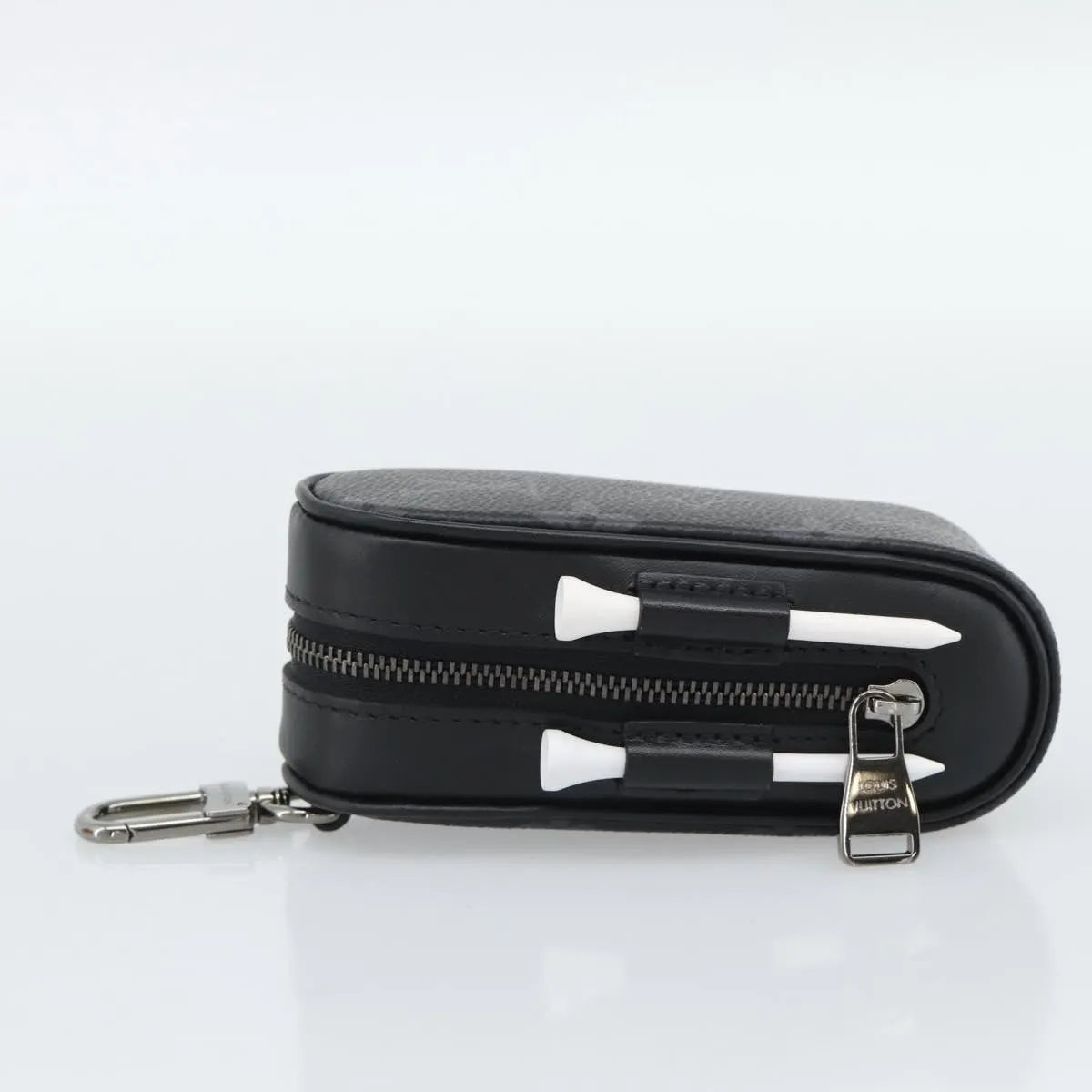 Louis Vuitton golf ball case monogram, Black, Canvas, Clutch