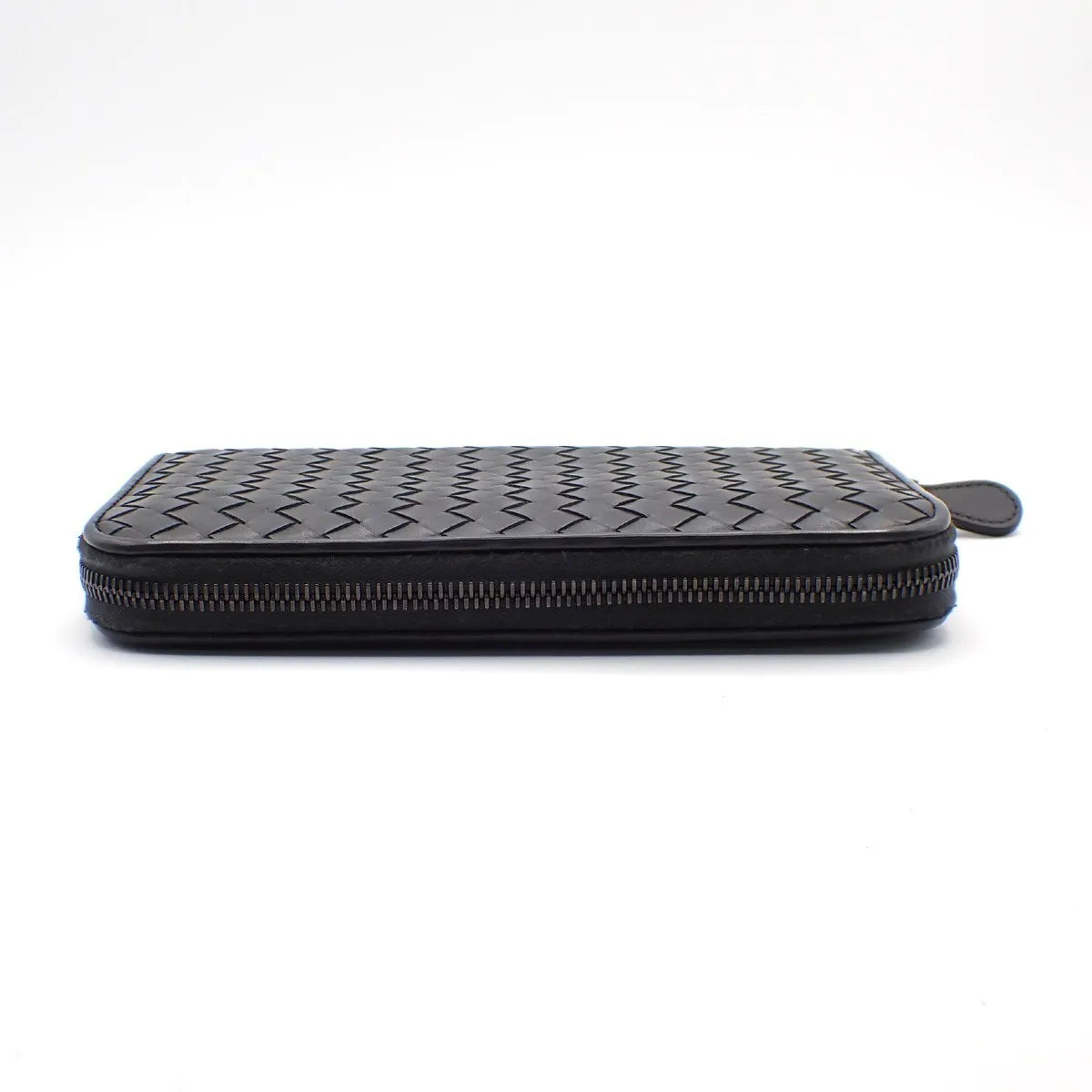 Bottega Veneta Intrecciato Long Zip Leather, Black, Leather, Wallet
