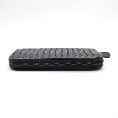 Bottega Veneta Intrecciato Long Zip Leather, Black, Leather, Wallet