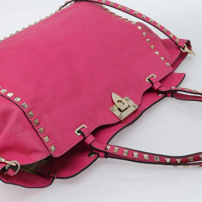 Valentino Garavani Rockstud Tote Textured Leather, Pink, Leather, Tote Bag