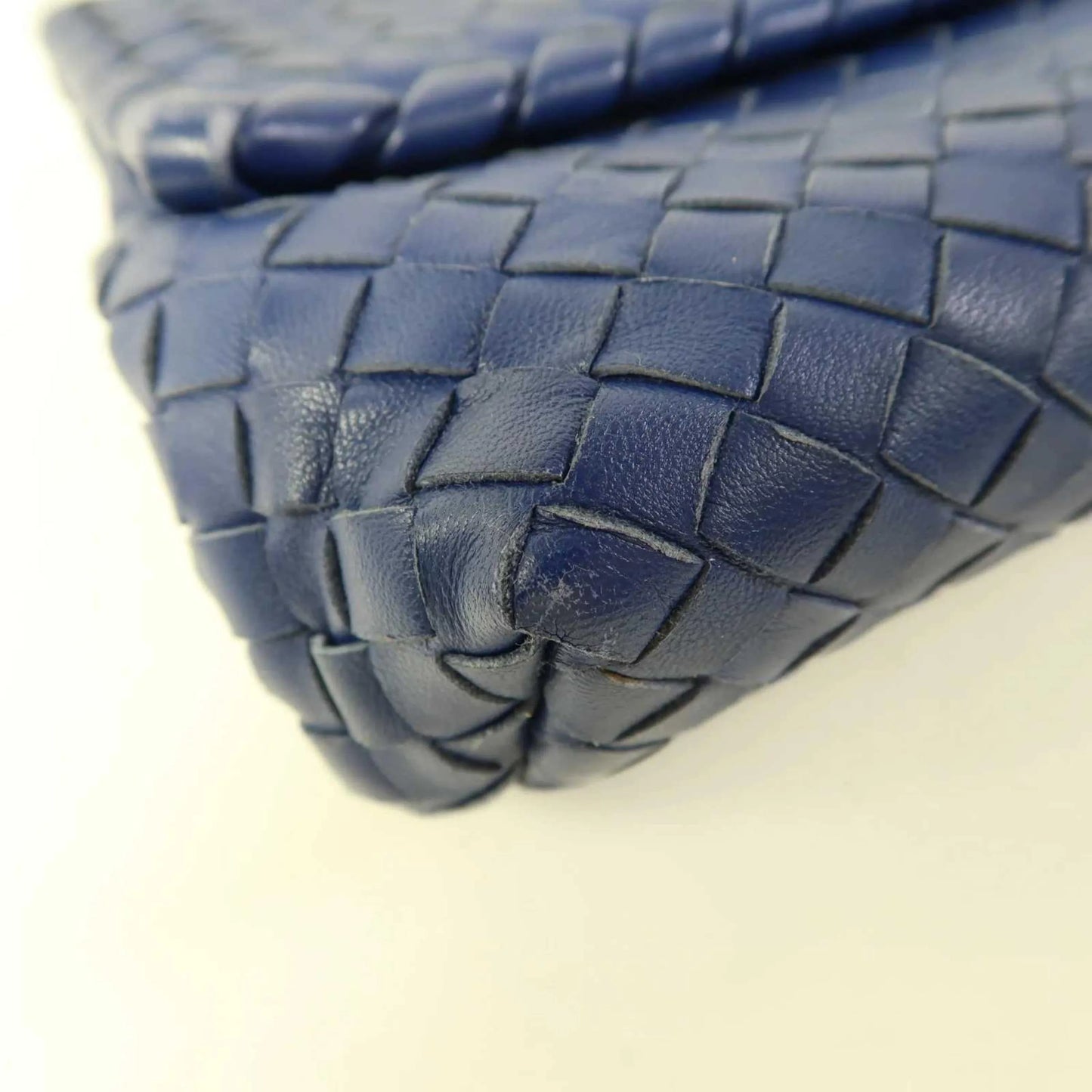 Bottega Veneta Olimpia Intrecciato Microstuds Lambskin, Blue, Leather, Handbag