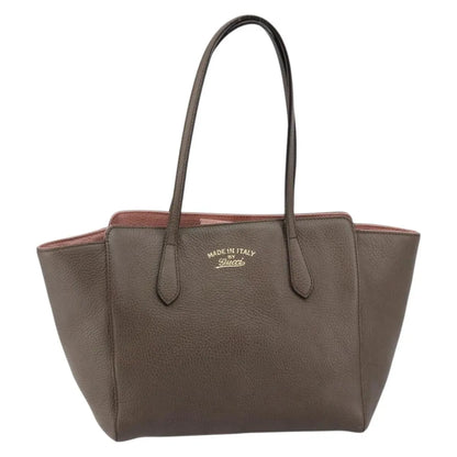 Gucci Swing Tote Leather, Gray, Leather, Tote Bag