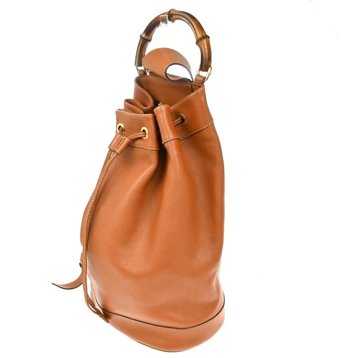 Gucci Vintage Bamboo Sling Leather, Brown, Leather, Backpack