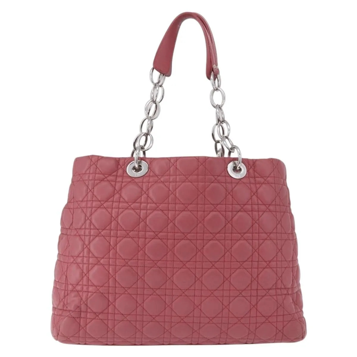 Christian Dior Soft Chain Tote Cannage Quilt Lambskin, Pink, Leather, Handbag