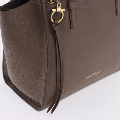 Salvatore Ferragamo Amy Tote Pebbled Leather, Beige, Leather, Tote Bag