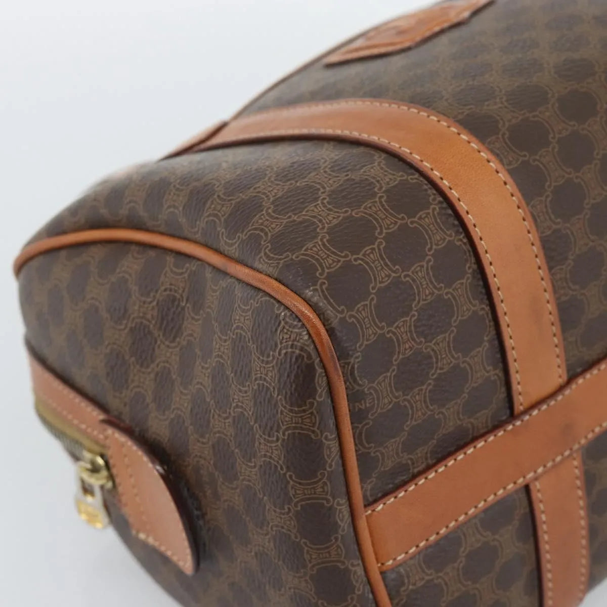 Celine boston Macadam Canvas, Brown, PVC, Travel Bag
