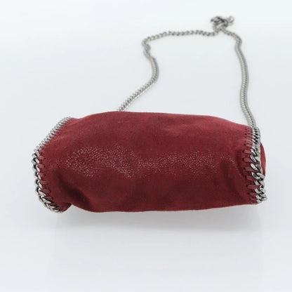 Stella McCartney Falabella Fold Over Clutch Faux Leather, Burgundy, Polyester, Crossbody Bag