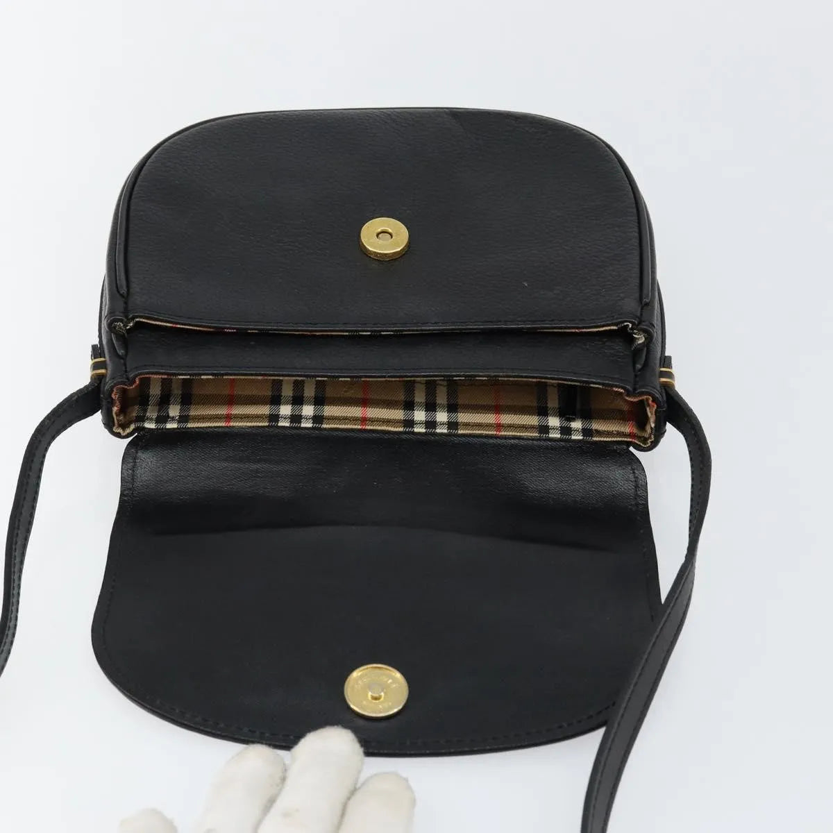 Burberry Flap Shoulder Leather, Black, Leather, Shoulder Bag
