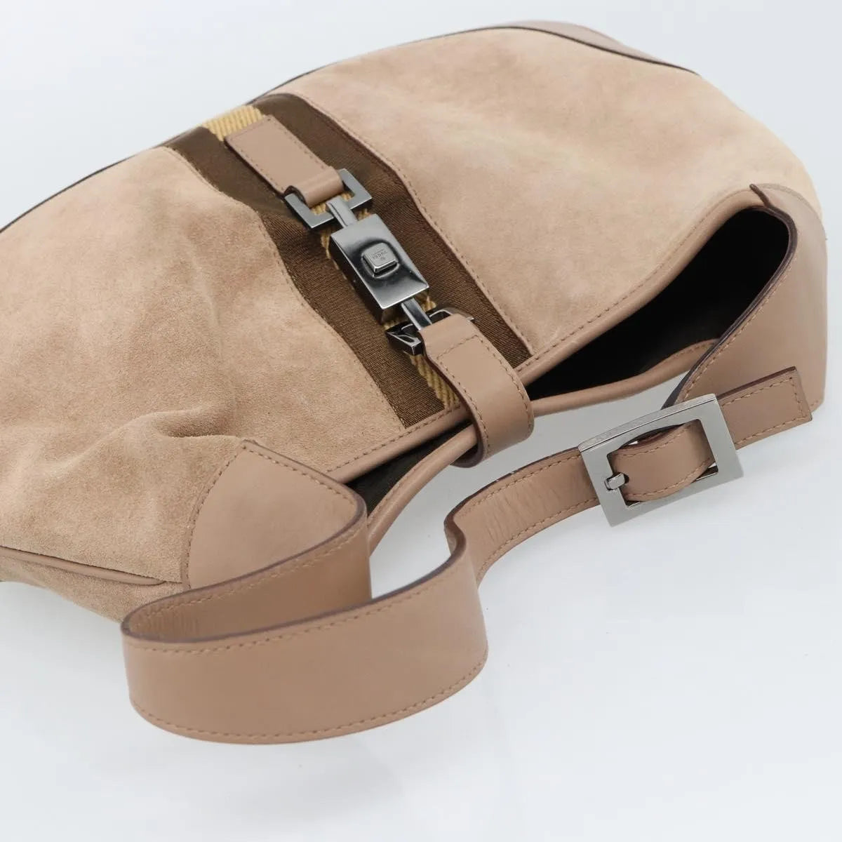 Gucci Jackie O Suede, Beige, Suede, Shoulder Bag