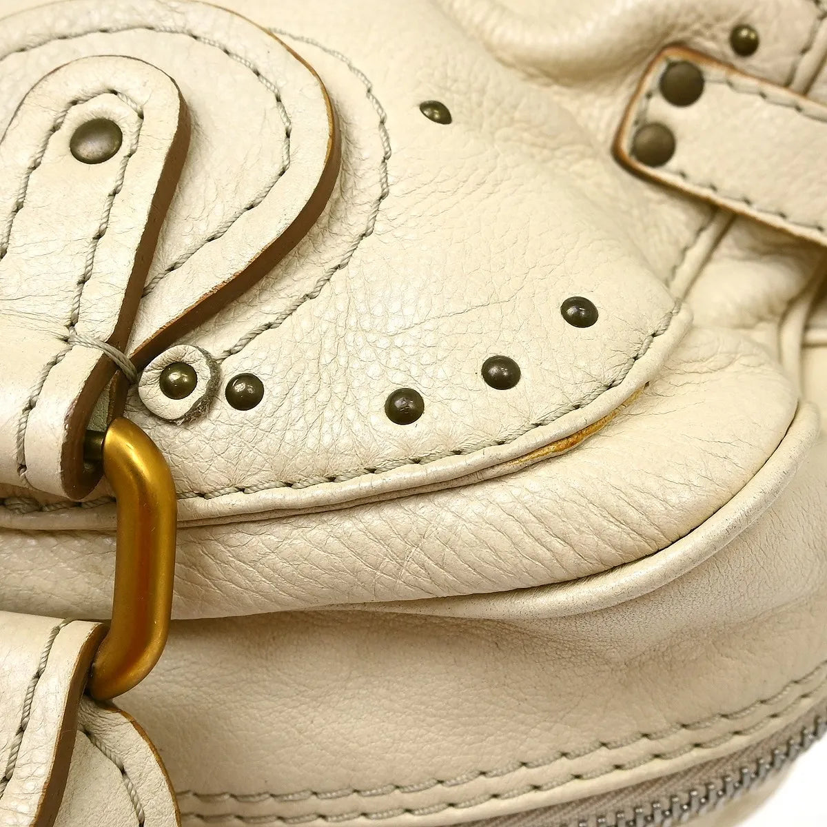 Chloe Paddington Lock Leather, Beige, Leather, Handbag