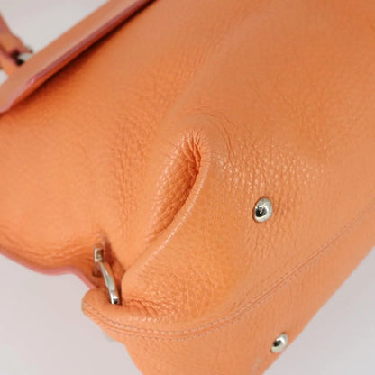 Salvatore Ferragamo Sofia Satchel Grainy Leather, Orange, Leather, Handbag