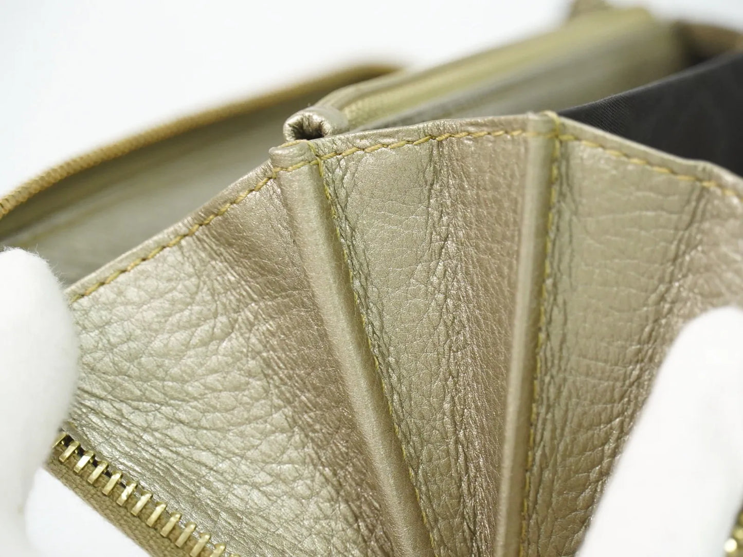 Gucci Bamboo Tassel Zip Leather, Gold, Leather, Wallet