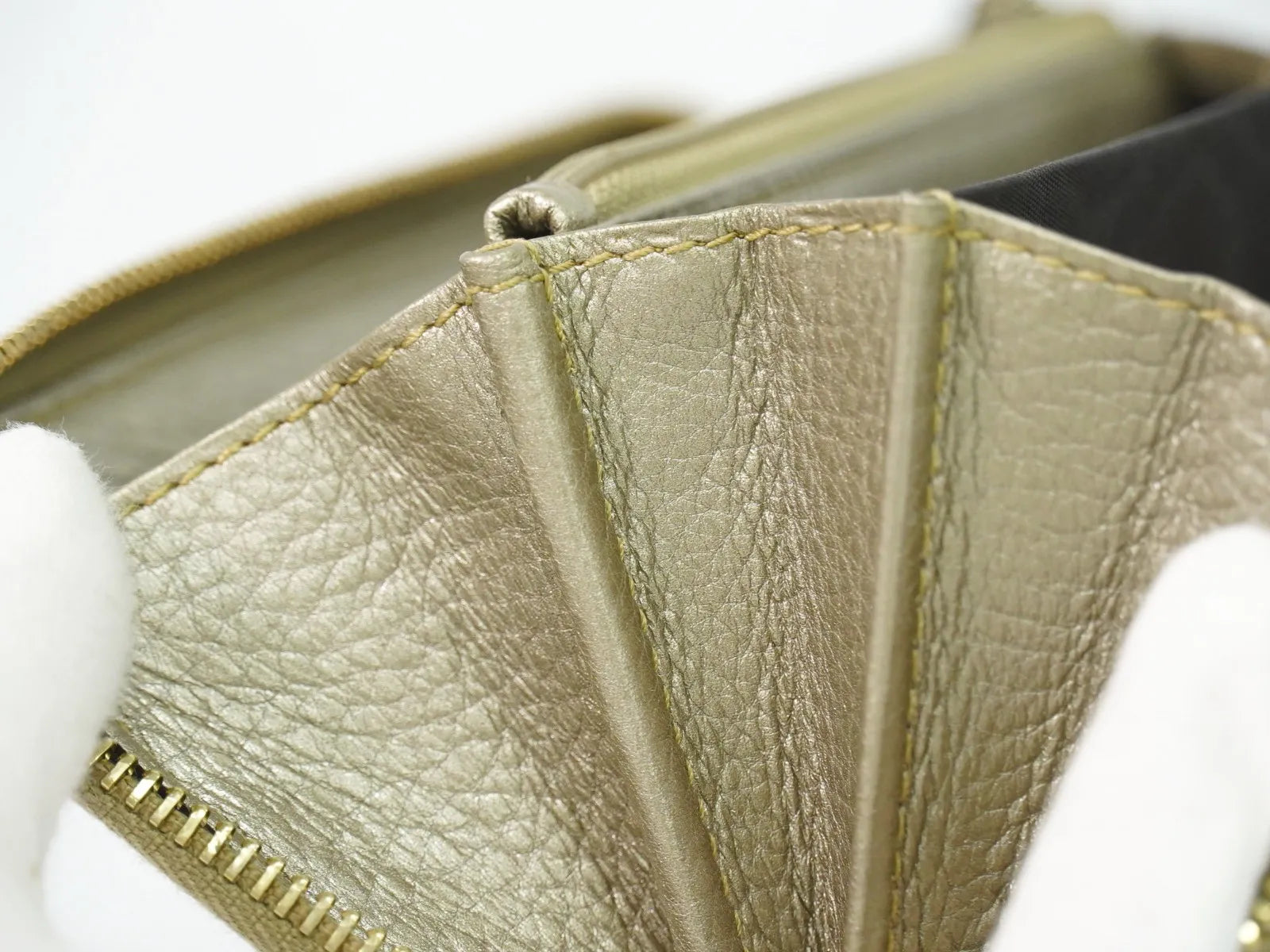 Gucci Bamboo Tassel Zip Leather, Gold, Leather, Wallet