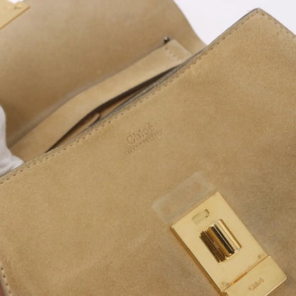 Chloe Drew Shoulder Leather, Beige, Suede, Handbag