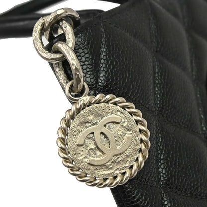 Chanel Medallion Tote Quilted Caviar, Black, Leather, Tote Bag