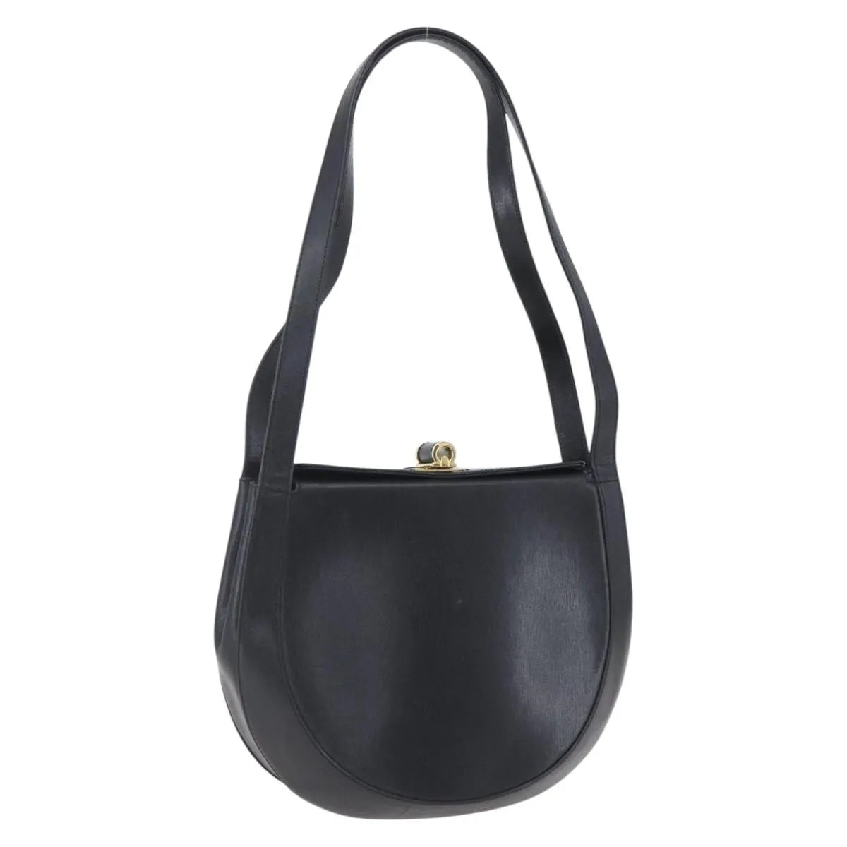 Salvatore Ferragamo Gancini Leather, Black, Leather, Shoulder Bag