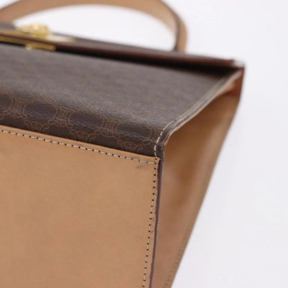 Celine Vintage Macadam Canvas and Leather, Brown, Canvas, Handbag