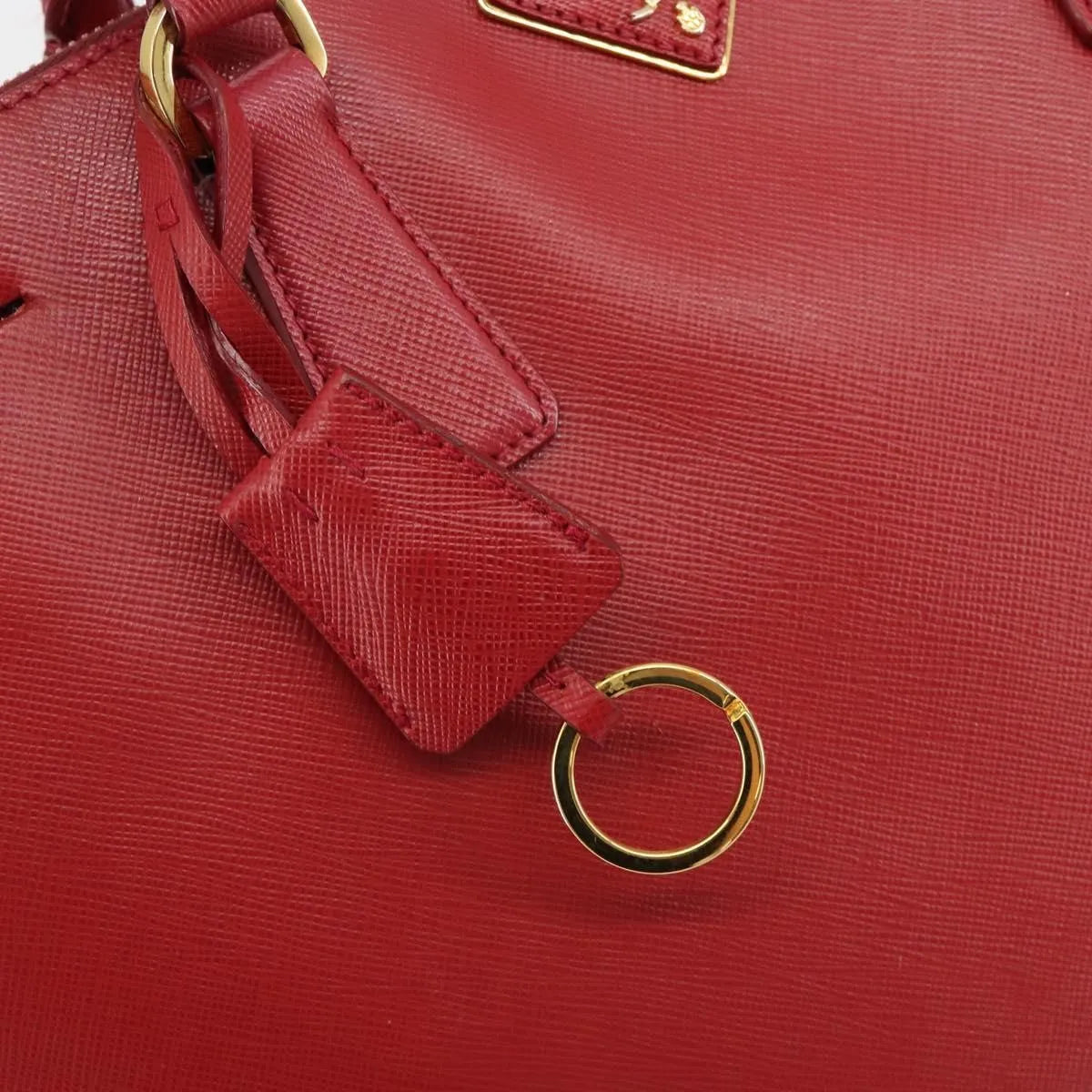 Prada Double Zip Lux Tote Saffiano Leather, Red, Leather, Handbag