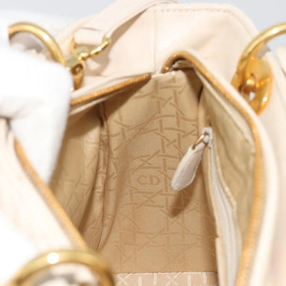 Christian Dior Lady Dior Cannage Quilt Lambskin, White, Leather, Handbag