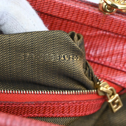 Fendi Vintage Top Handle Leather, Red, Leather, Tote Bag