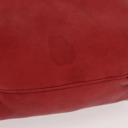Saint Laurent Teddy Bucket Leather, Red, Leather, Shoulder Bag