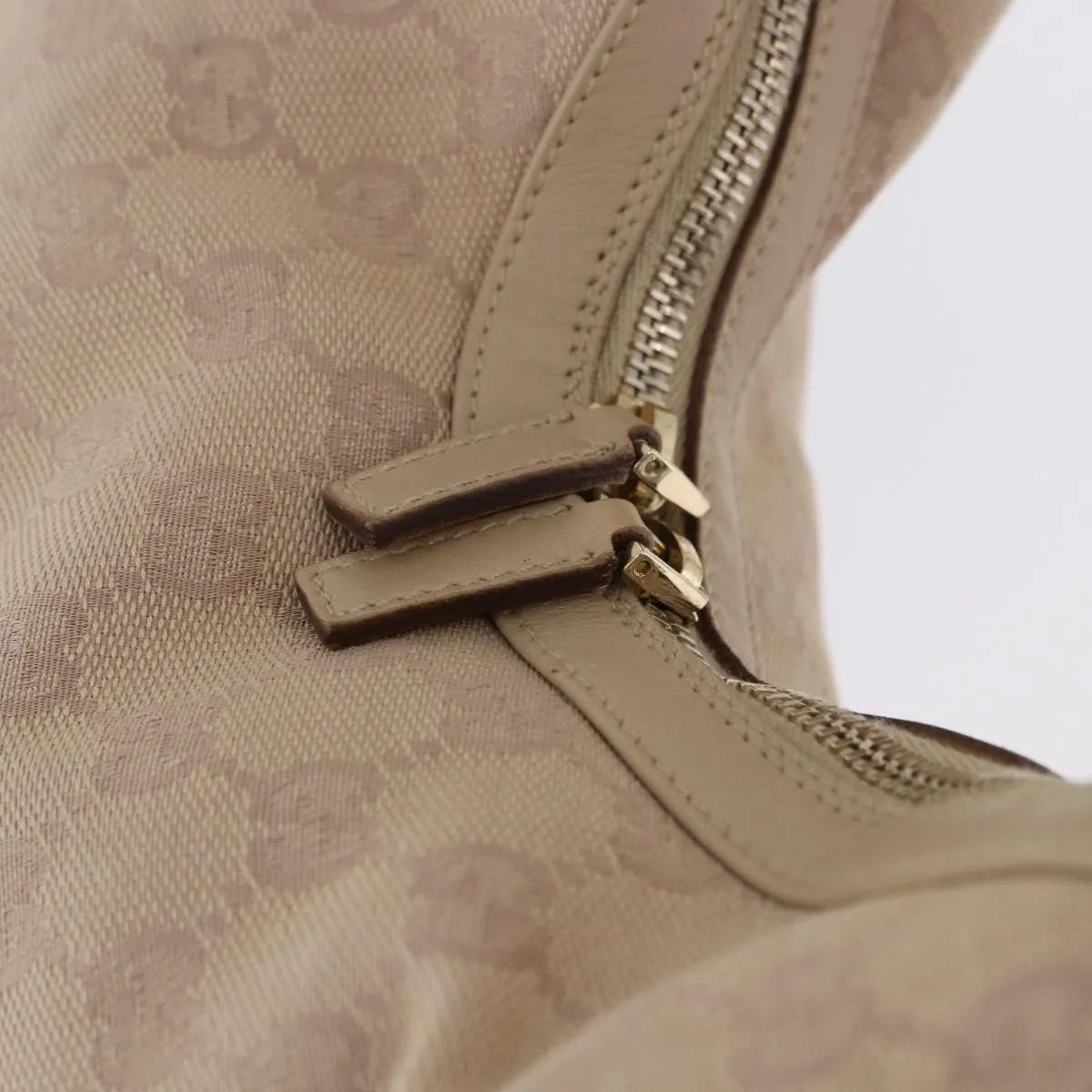 Gucci Zip Hobo Canvas, Beige, Canvas, Handbag
