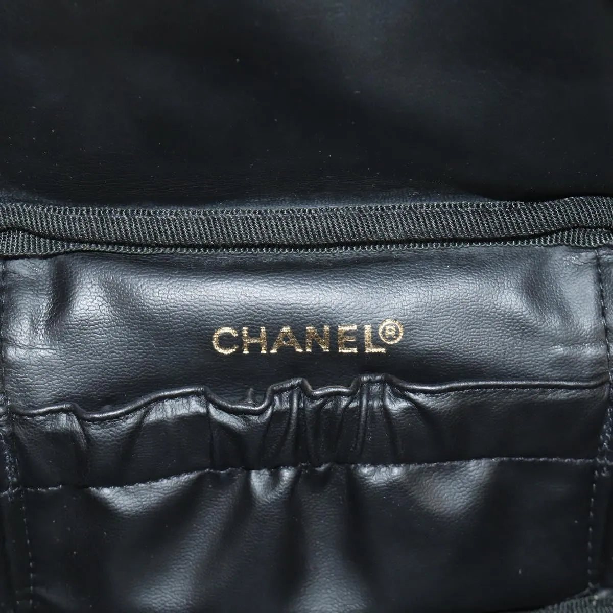 Chanel Vintage Timeless Cosmetic Case Patent, Black, Patent Leather, Handbag