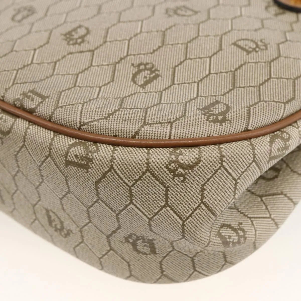 Christian Dior Vintage Honeycomb Canvas and Leather, Beige, Canvas, Shoulder Bag