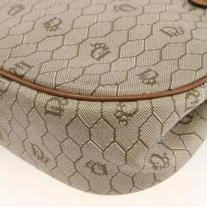 Christian Dior Vintage Honeycomb Canvas and Leather, Beige, Canvas, Shoulder Bag