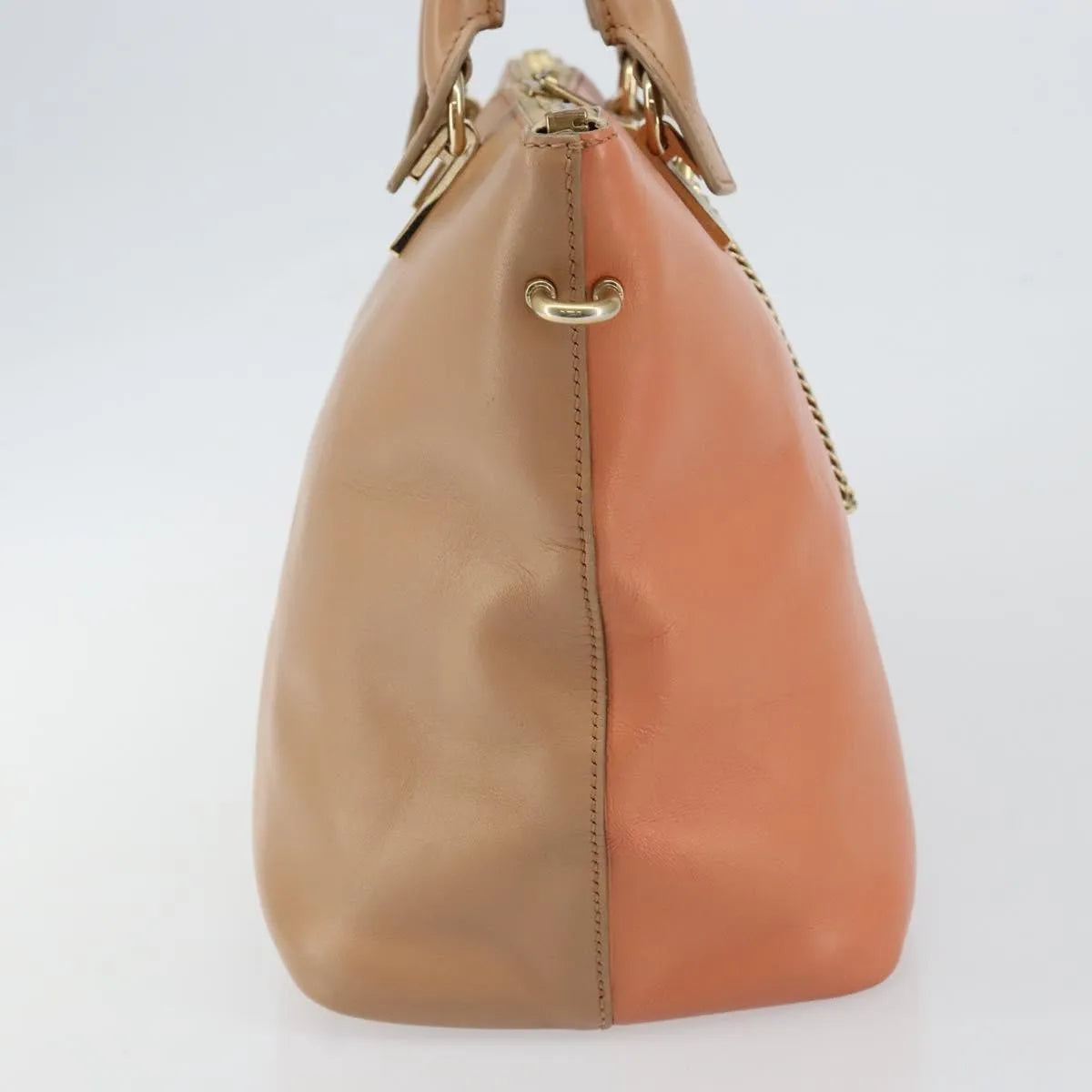 Chloe Bicolor Baylee Satchel Leather, Orange, Leather, Handbag