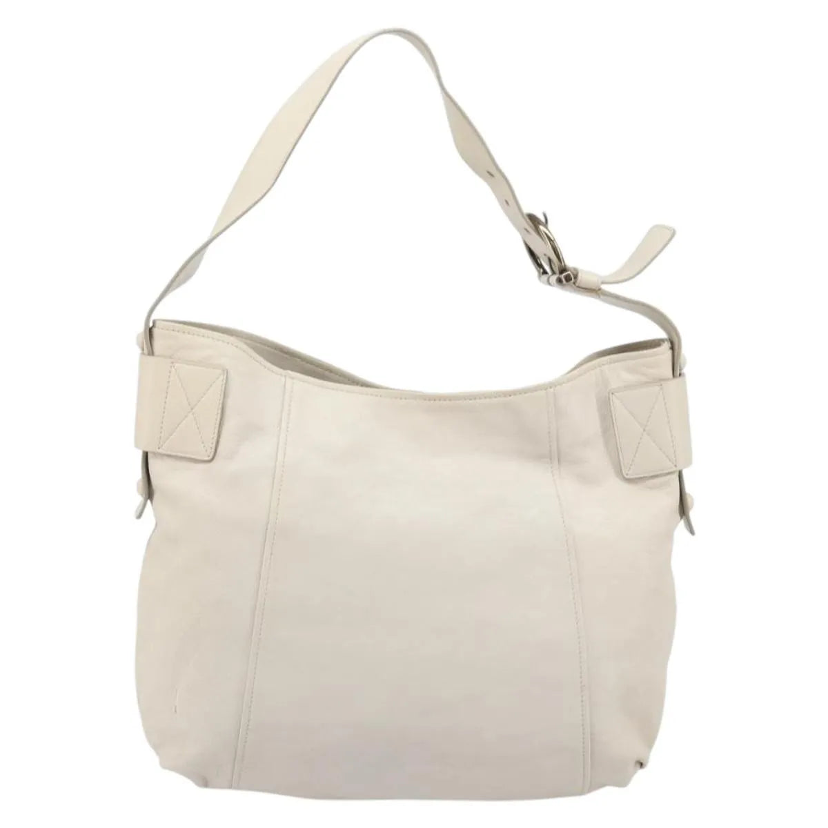 Salvatore Ferragamo Vintage Gancini Hobo Leather, White, Leather, Shoulder Bag