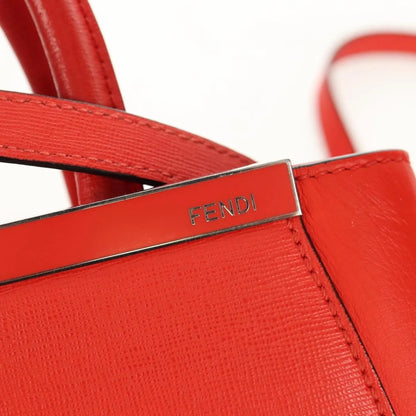 Fendi 2Jours Leather, Red, Leather, Tote Bag