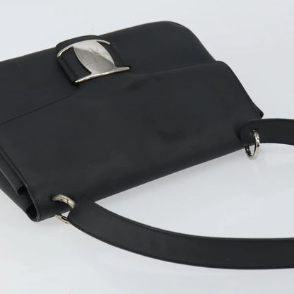 Salvatore Ferragamo Vala Leather, Black, Patent Leather, Shoulder Bag