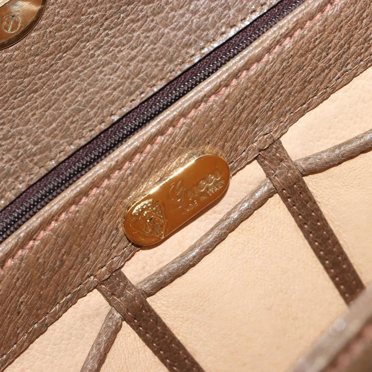 Gucci Vintage Convertible Box Leather, Brown, Leather, Handbag