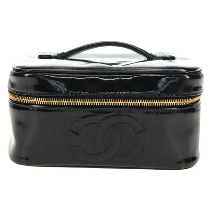 Chanel Vintage Timeless Cosmetic Case Patent, Black, Patent Leather, Handbag