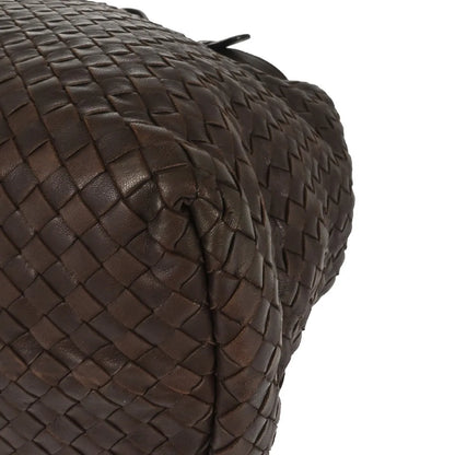 Bottega Veneta Belted Handle Tote Intrecciato Nappa, Brown, Leather, Tote Bag