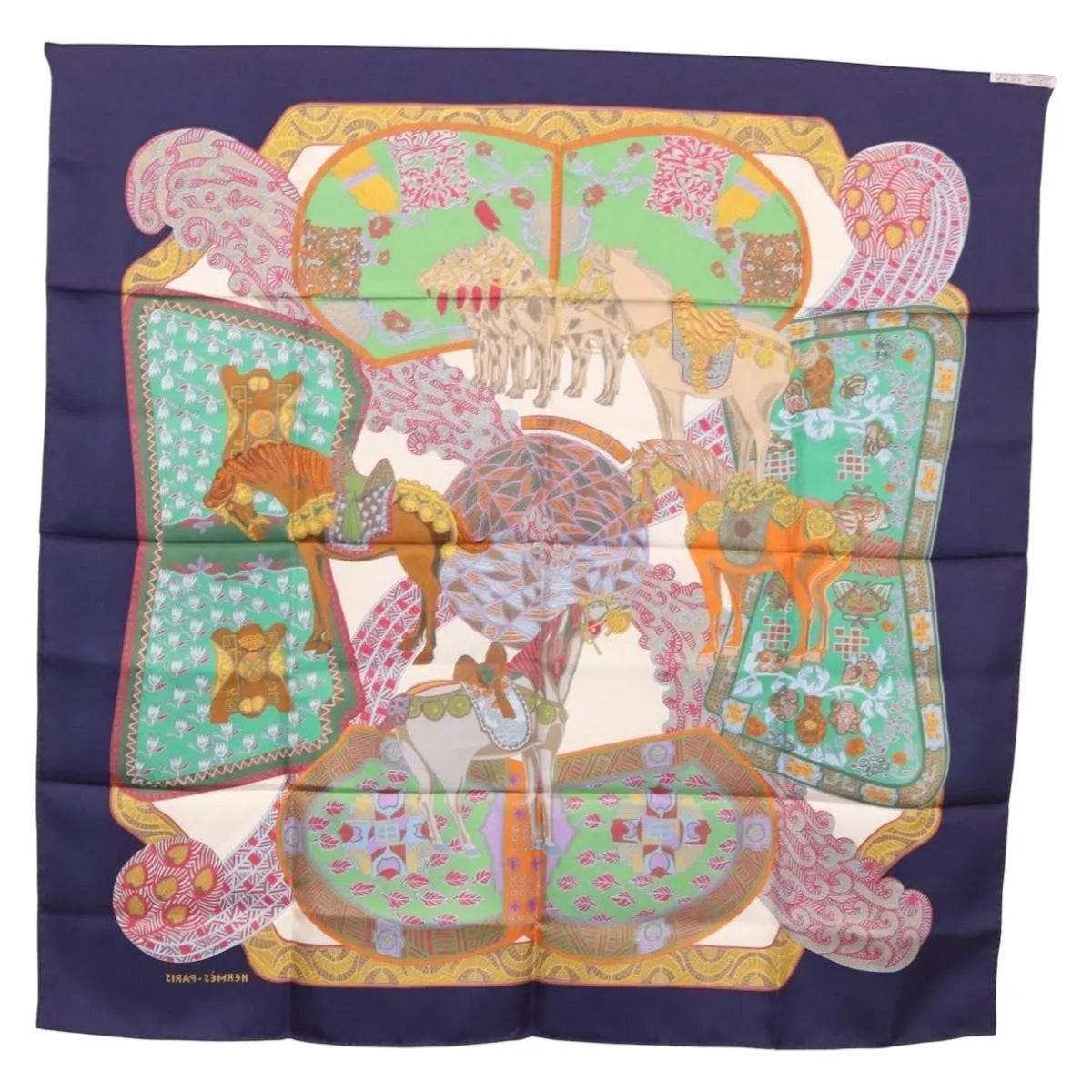 Hermes Carré 90 Silk multicolor, Navy, Silk, Scarf