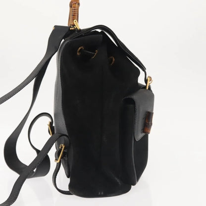 Gucci Vintage Bamboo Suede, Black, Suede, Backpack