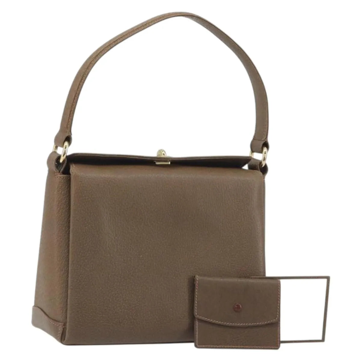 Gucci Vintage Convertible Box Leather, Brown, Leather, Handbag