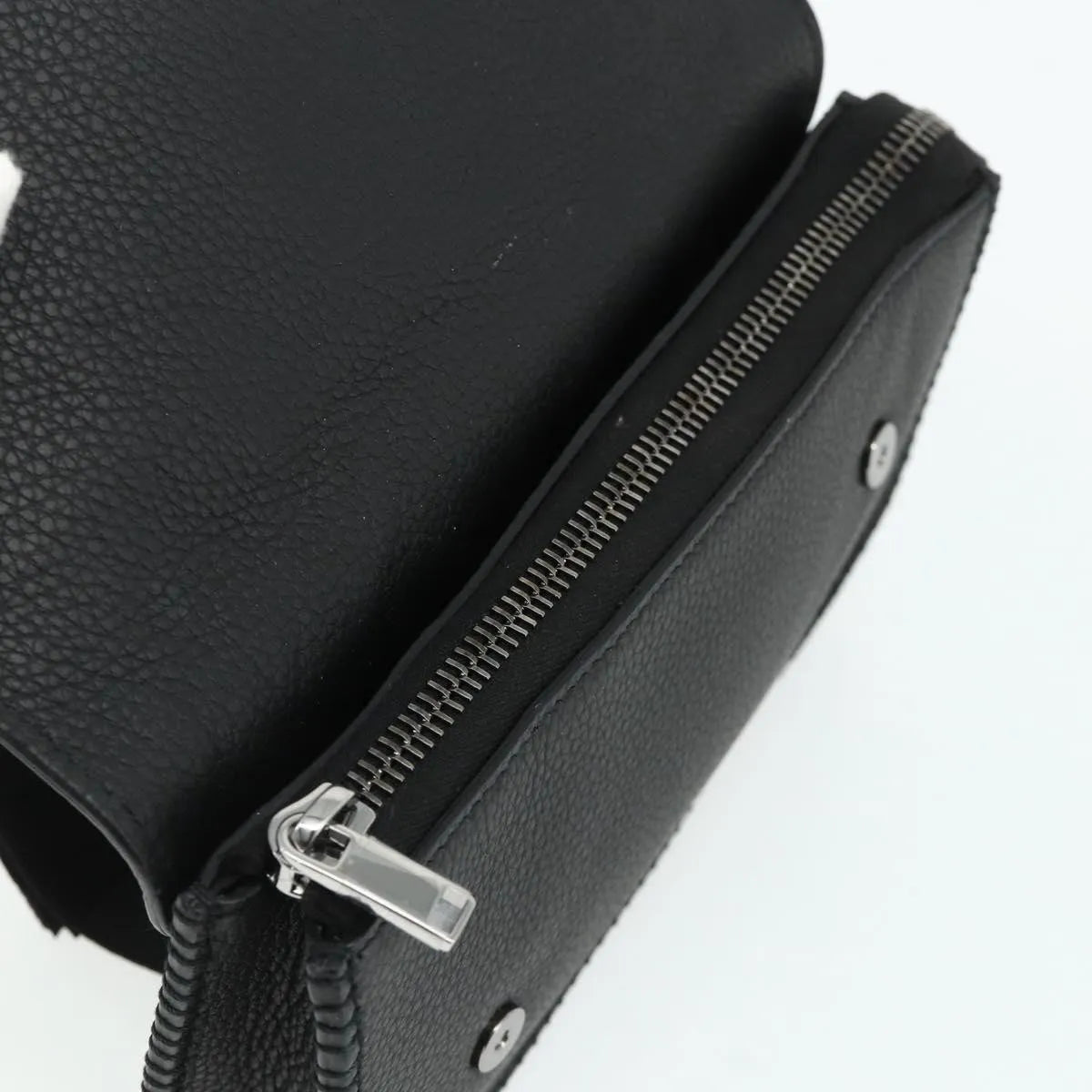 Christian Dior Saddle Pouch Belt Leather, Black, Leather, Clutch