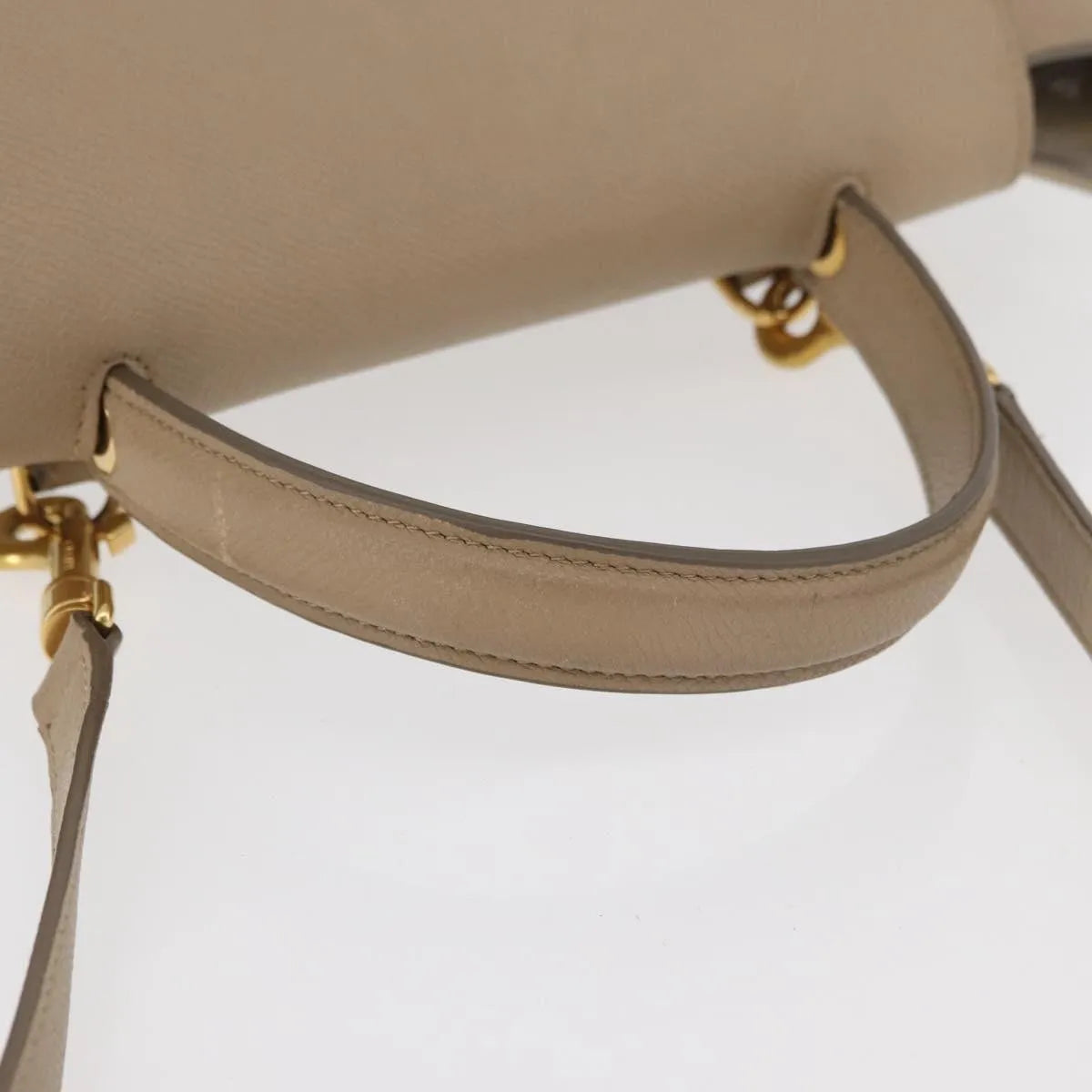 Celine Belt Calfskin, Beige, Leather, Handbag