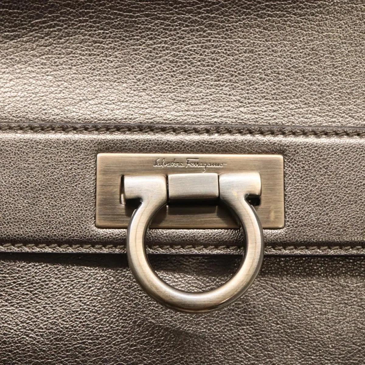 Salvatore Ferragamo Sofia Satchel Leather, Gold, Leather, Handbag