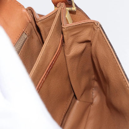 Celine Vintage Macadam Canvas and Leather, Brown, Canvas, Shoulder Bag