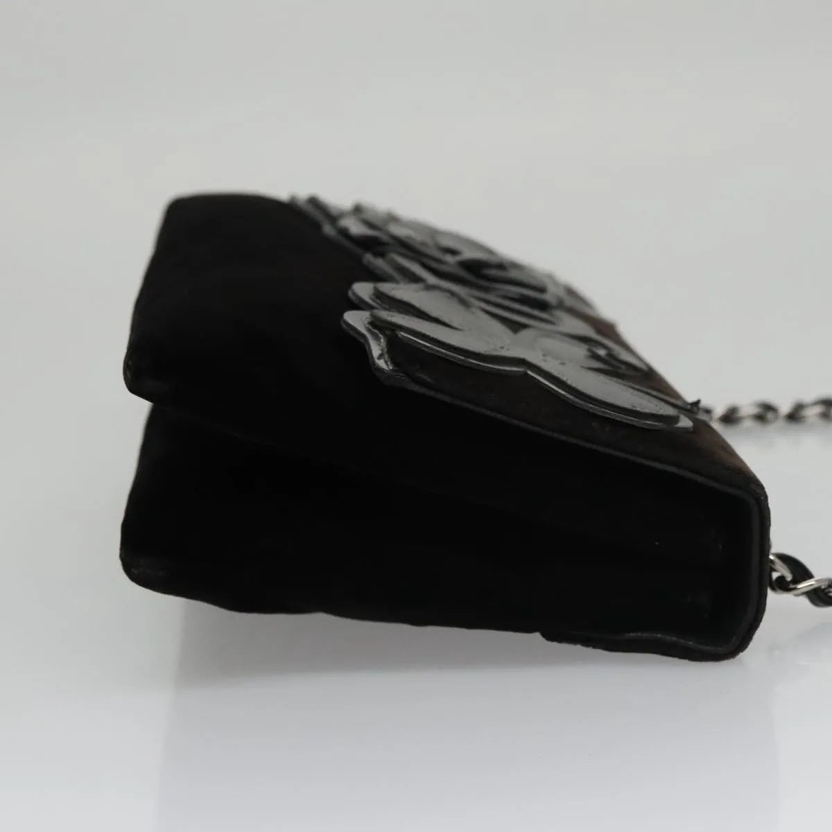 Chanel Camellia No.5 Chain Flap Velvet, Black, Velvet, Shoulder Bag