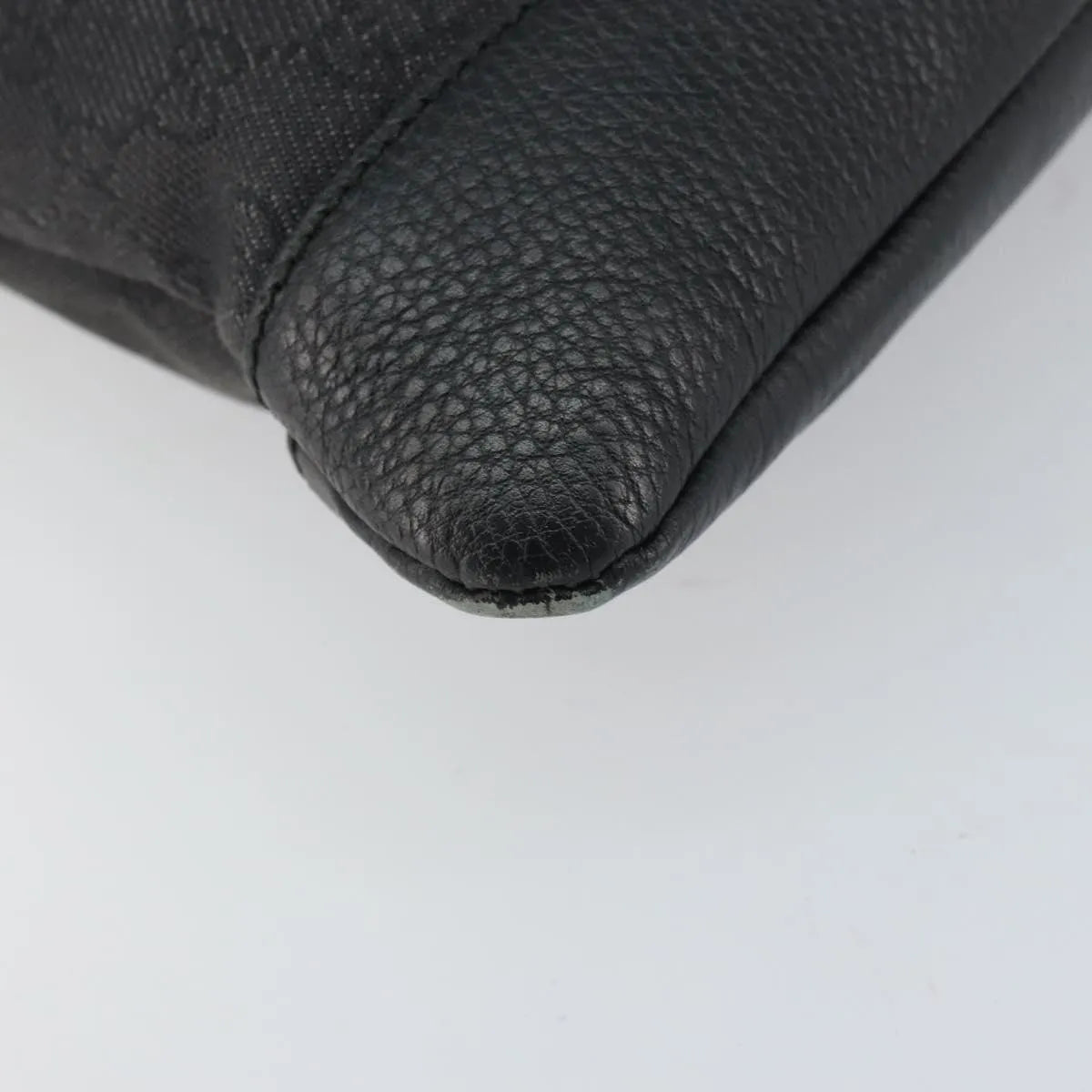 Gucci Zip Messenger GG Canvas with Perforated Leather, Black, Canvas, Shoulder Bag