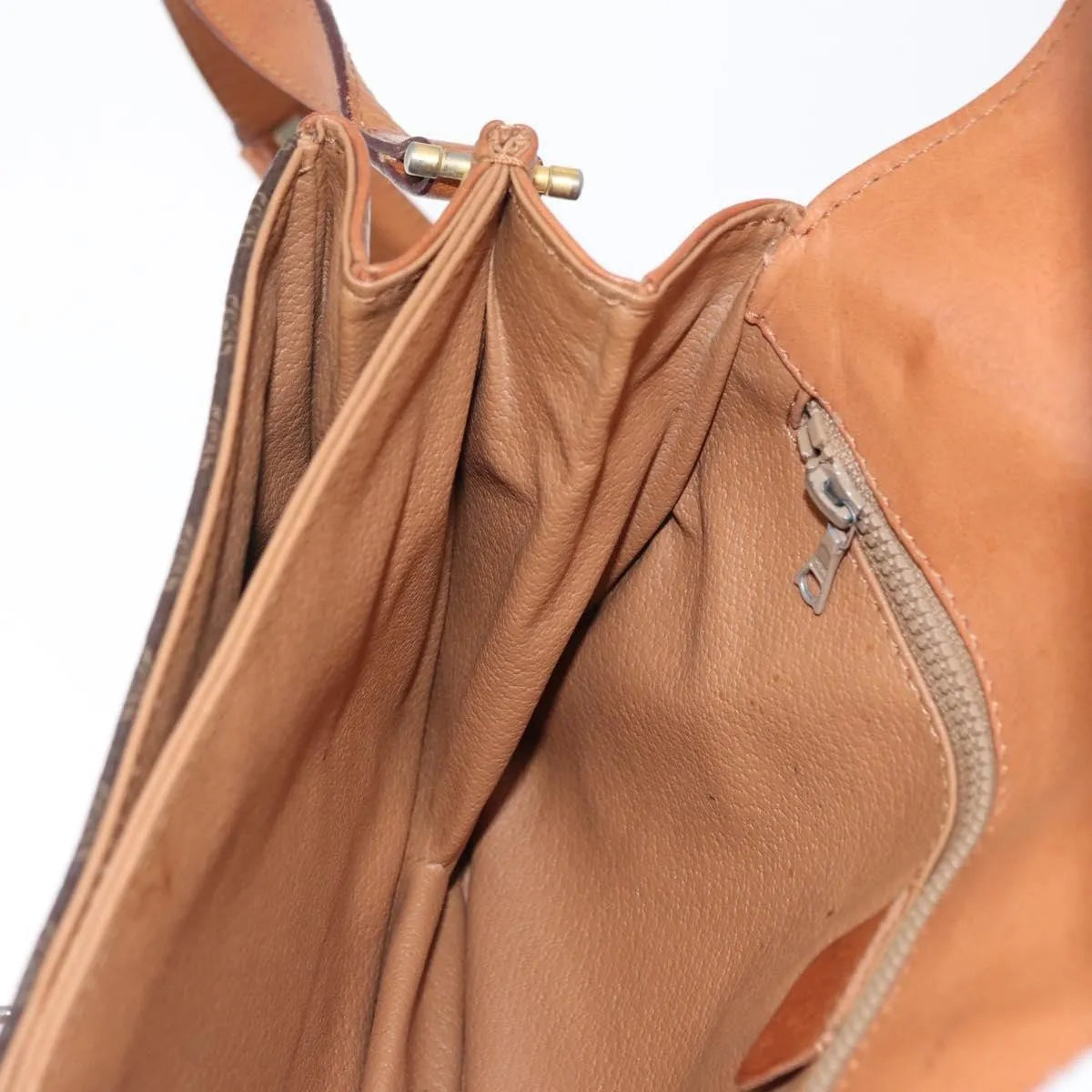 Celine Vintage Macadam Canvas and Leather, Brown, Canvas, Shoulder Bag