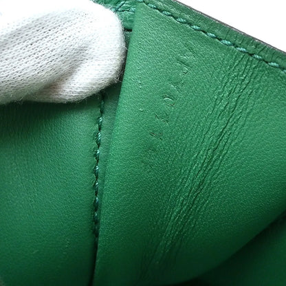 Hermes Jige Elan Clutch Epsom, Green, Leather, Clutch